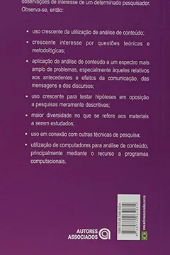 Livro Analise de Conteúdo - Volume 6 - Resumo, Resenha, PDF, etc.