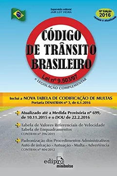 Livro Código de Trânsito Brasileiro. Lei Nº 9.503/ 97 - Livro de Bolso - Resumo, Resenha, PDF, etc.