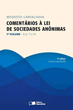 Livro Comentários à Lei de Sociedades Anônimas - Volume 1 - Resumo, Resenha, PDF, etc.