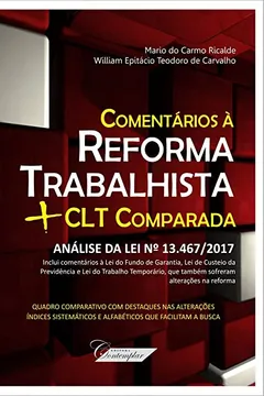 Capa do livro Comentários à Reforma Trabalhista + CLT Comparada