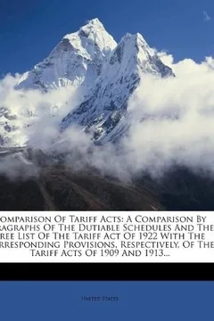 Capa do livro Comparison of Tariff Acts: A Comparison by Paragraphs of the Dutiable Schedules and the Free List of the Tariff Act of 1922 with the Correspondin