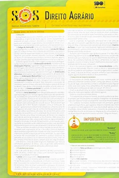 Livro Direito Agrário - Volume 33. Coleção Sínteses Organizadas Saraiva - Resumo, Resenha, PDF, etc.