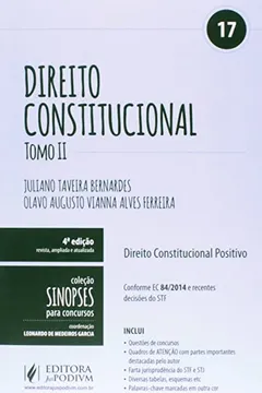 Livro Direito Constitucional. Direito Constitucional Positivo - Tomo 2. Volume 17. Coleção Sinopses Para Concursos - Resumo, Resenha, PDF, etc.