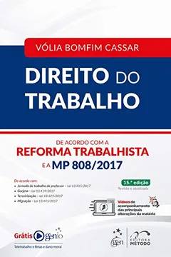 Livro Direito do Trabalho. De Acordo com a Reforma Trabalhista e a MP 808/2017 - Resumo, Resenha, PDF, etc.
