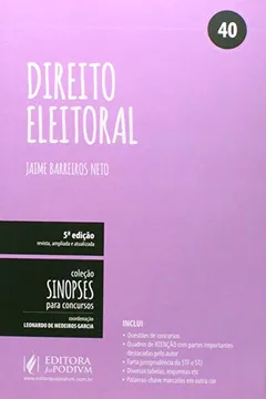 Livro Direito Eleitoral - Volume 40. Coleção Sinopses Para Concursos - Resumo, Resenha, PDF, etc.