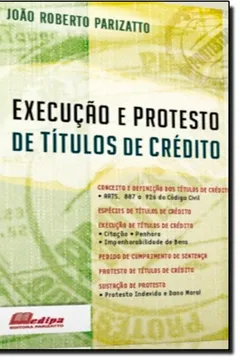 Livro Execução e Protesto de Títulos de Crédito - Resumo, Resenha, PDF, etc.