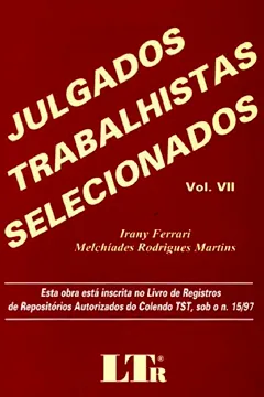 Capa do livro Julgados Trabalhistas Selecionados - Volume 7