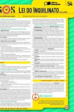 Capa do livro Lei do Inquilinato - Volume 54 . Coleção Sínteses Organizadas Saraiva