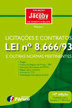 Livro Licitações E Contratos E Outras Normas Pertinentes. Lei 8.666 93 - Volume 1 - Resumo, Resenha, PDF, etc.