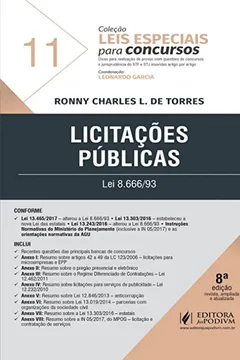 Livro Licitações Públicas: Lei 8.666/93 (Volume 11) - Resumo, Resenha, PDF, etc.