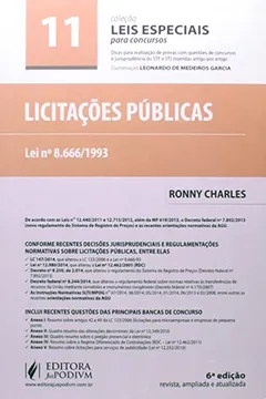 Livro Licitações Públicas - Volume 11. Coleção Leis Especiais Para Concursos - Resumo, Resenha, PDF, etc.