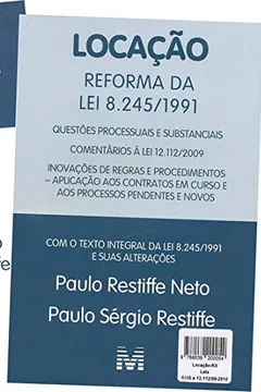 Livro Locação - Kit Com Leis 8.245 e 12.112 - Resumo, Resenha, PDF, etc.
