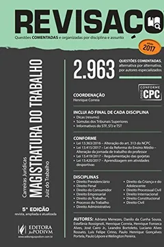 Livro Magistratura do Trabalho. Juiz do Trabalho. 2.963 Questões Comentadas Alternativa por Alternativa - Coleção Revisaço - Resumo, Resenha, PDF, etc.