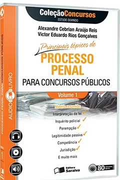 Capa do livro Principais Tópicos de Processo Penal Para Concursos Públicos - Volume 1. Coleção Concursos. Audiolivro