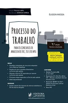 Livro Processo do trabalho para os concursos de analista do TRT, TST e do MPU - Resumo, Resenha, PDF, etc.