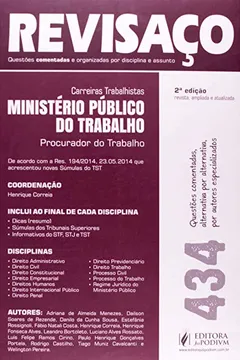 Livro Procurador do Trabalho. 434 Questões Comentadas - Coleção Revisaço - Resumo, Resenha, PDF, etc.