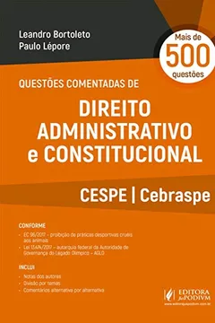 Livro Questões comentadas de direito administrativo e constitucional: CESPE - Cebraspe - Resumo, Resenha, PDF, etc.