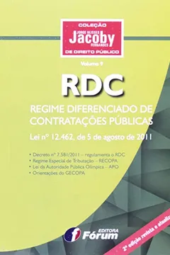 Livro RDC. Regime Diferenciado de Contratações Públicas - Resumo, Resenha, PDF, etc.