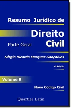Capa do livro Resumo Jurídico De Direito Civil. Parte Geral - Volume 9