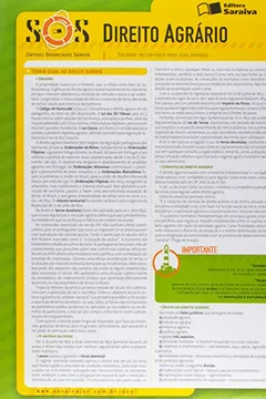 Livro Sínteses Organizadas Saraiva. Direito Agrário - Volume 33. Coleção SOS - Resumo, Resenha, PDF, etc.