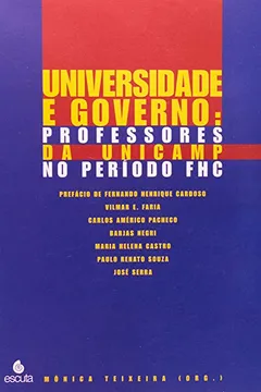 Capa do livro Universidade e Governo. Professores da Unicamp no Periodo FHC