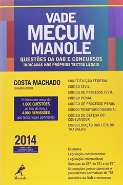 Livro Vade Mecum Manole . Questões de OAB e Concursos Indicadas nos Próprios Textos Legais - Resumo, Resenha, PDF, etc.